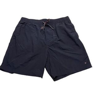 Tommy Hilfiger Men's Lined Logo Bathing Suit Trunks; Navy Blue; XL